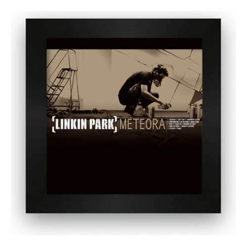 Quadro Azulejo Com Moldura Linkin Park Meteora Cor Preto Cor da armação Preto