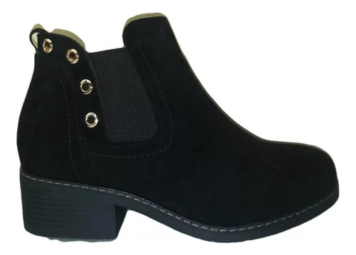 Botines Con Tachas Dorados En Gamuza En Negro Y Camel