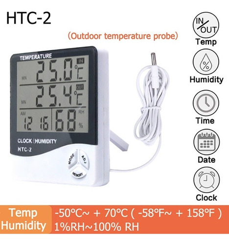 Higrometro Medidor Humedad Temperatura Interna Externa Htc2