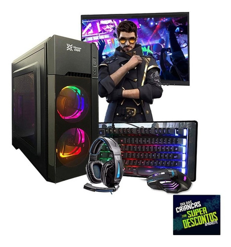 Pc Gamer Completo Hércules Intel Gpu R7 240 8gb Hd 500gb