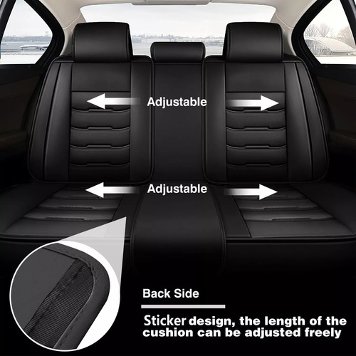 Funda Cubre Asiento Ecocuero Set 5 Asientos Color Negro