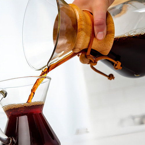 Colador de café Chemex de vidrio con mango de madera para 3 tazas