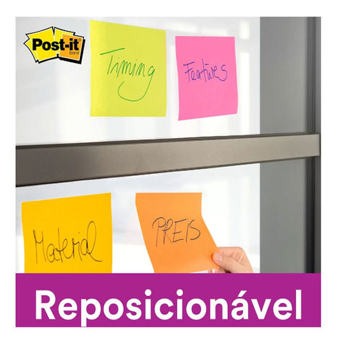 Bloco De Notas Adesivas Post-it Com 90 Folhas 76mmx76mm Cor Azul Acqua