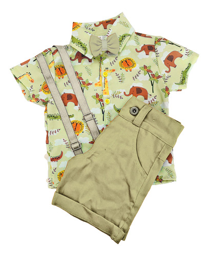 Conjunto Safari Camisa Menino Festa Infantil Temático Suspen