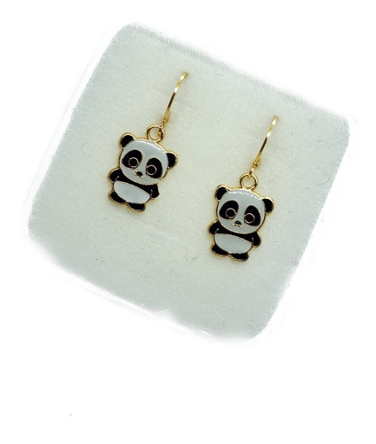 Aretes De Oso Panda De Oro Laminado +huggies Hu6