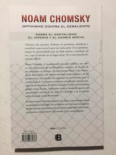 Optimismo Contra El Desaliento. Noam Chomsky. Libro Nuevo