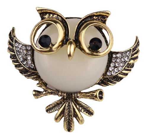 Crystal Owl Broche Pin Elegante Bronce Solapa Broche Boda