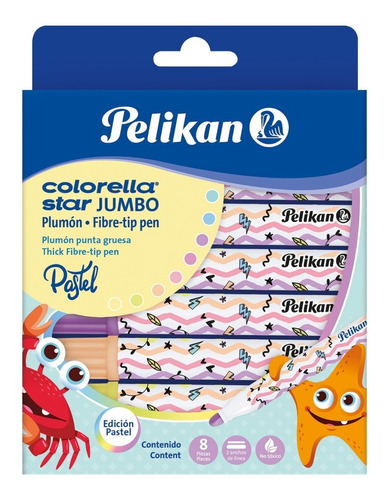 Marcador Pelikan Pastel Jumbo X 8 Uds