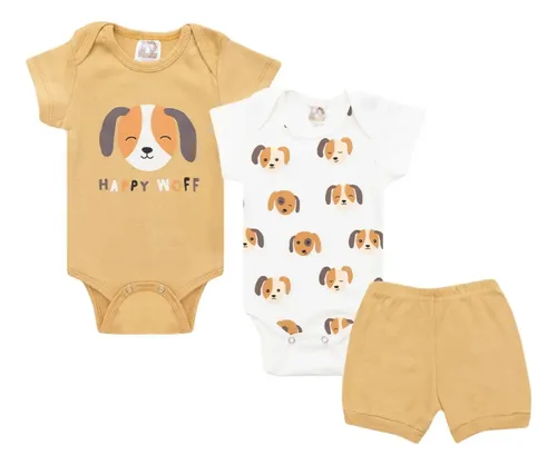 Kit Body Bebê 3 Peças Menino Roupas Para Bebê Conjunto Bebê