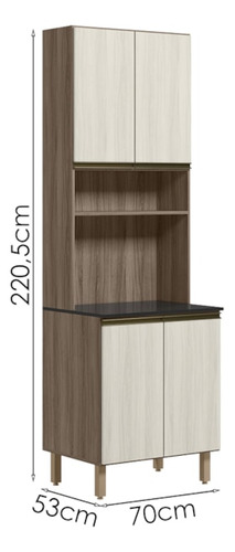 Paneleiro Duplo 4 Portas 70cm Mdf Kali 12230 Carvalho Toq Bi