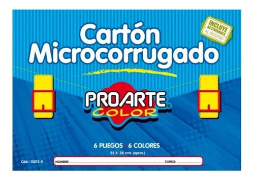 Block Cartón Microcorrugado 6 Hojas 6 Colores 25x34 Cm 