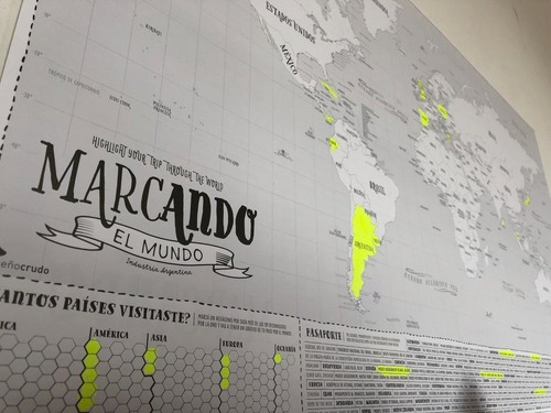 Mapa Mundi Viajeros Resaltador Poster Viajes Planisferio