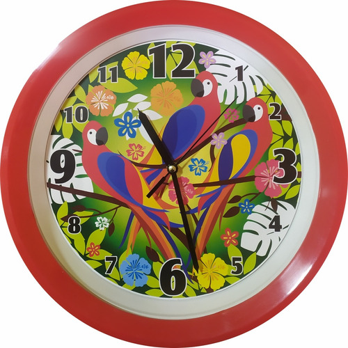 Reloj De Pared Cocina Decorativo Guacamayas