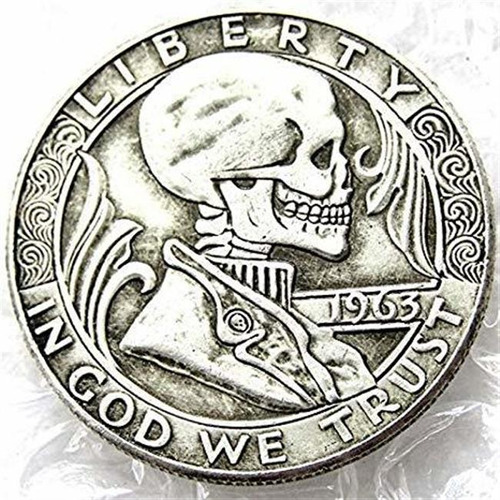 Suiwoyou Hobo Coin 1963 Franklin Half Dollar Skull Zombie Sk