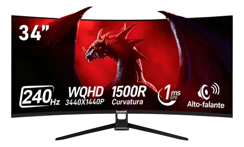 Monitor Gamer Gawfolk Com Tela De 34 165hz E Resolução 4k Preto 127/220v