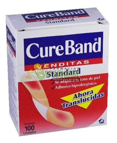 Parche Curita Cure Band (10 Cajas) / 1000 Venditas + Envío