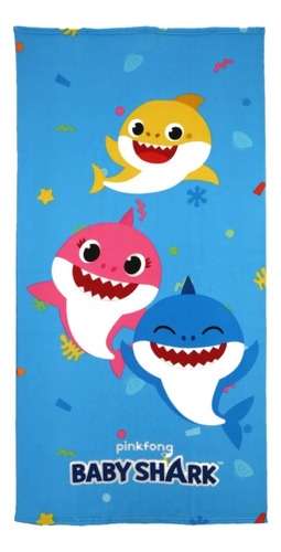 Toalla De Playa Baby Shark Celeste Dibujos Animados