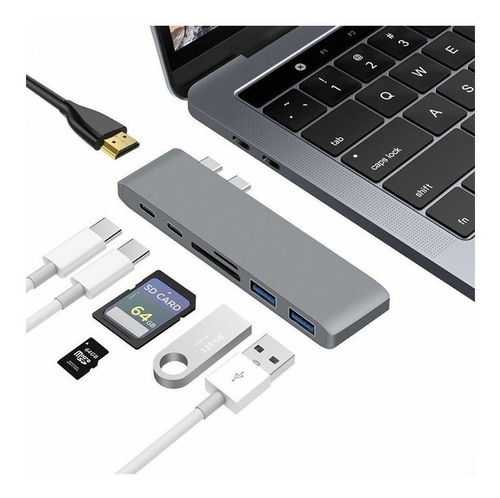 Adaptador Macbook Usb C Pro Air Hdmi 4k Micro Sd 7-1