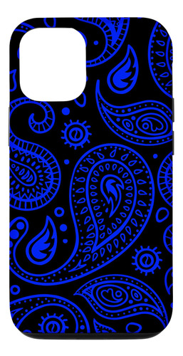 iPhone 12/12 Pro Negro Con Azul Paisley Pa B08n6swz1c_300324