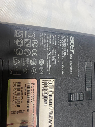 Notebook Acer 5720z, Bateria Dura 40 Minutos, Funcionando Preto (Usado)