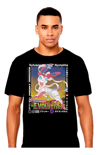 Pokemon - Sylveon Evolution Skyes - Anime - Polera Negra