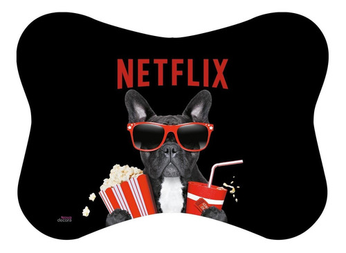 Tapete Pet Preto Netflix Cachorro Osso Comedouro