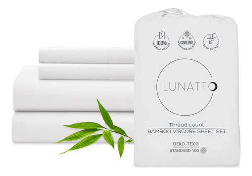 Lunatto Juego De Funda De Almohada Y Sabanas De Bambu De Luj