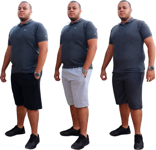 Kit 3 Shorts Bermuda Moletom Masculina Plus Size G1 G2 G3 G4