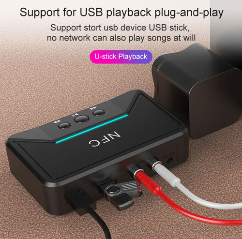 Receptor Audio Bluetooth Nfc Aux 3,5 Mm Rca Pendrive