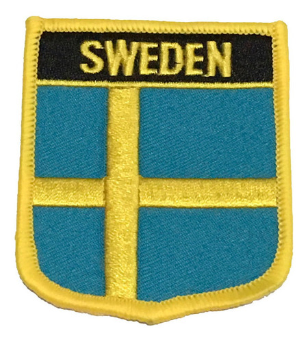 Patche Aplique Bordado Escudo Da Bandeira Da Suécia 6x7 Cm