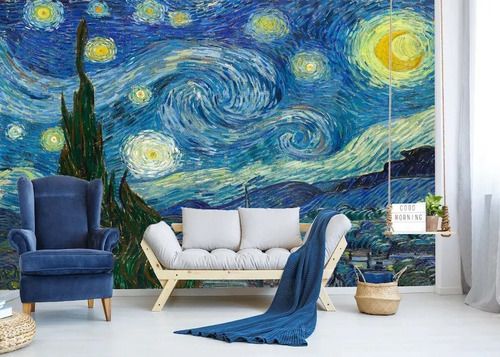 Imagen 5 de 10 de Cuadros Van Gogh Noche Estrellada Bastidor Canvas 120x90 Cm.
