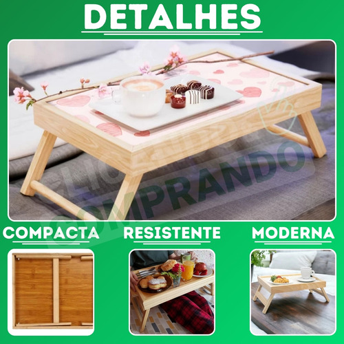 Kit 2 Bandejas Mesa De Café Da Manhã Na Cama Small Madlar