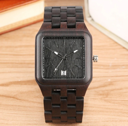 Relógio Madeira Ebony Wood 100% Natural Masculino