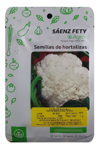 Semillas Hortalizas Coliflor Snowball Sobre Pequeño 1grms