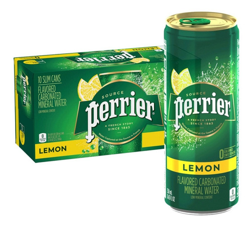 10x Água Com Gás De Limão Perrier 250ml