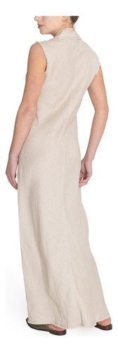 Vestido Lino Orgánico Beige Moai Mujer Rockford
