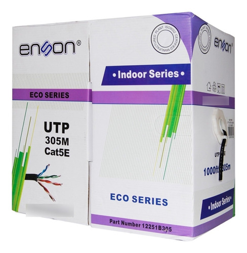 Bobina Cable Utp Cat5e Enson 12251b305 305m Negro