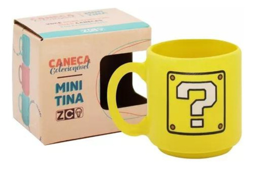 Mini Caneca Tina Desenho Zona Criativa Supre Mário Bros Interrogação