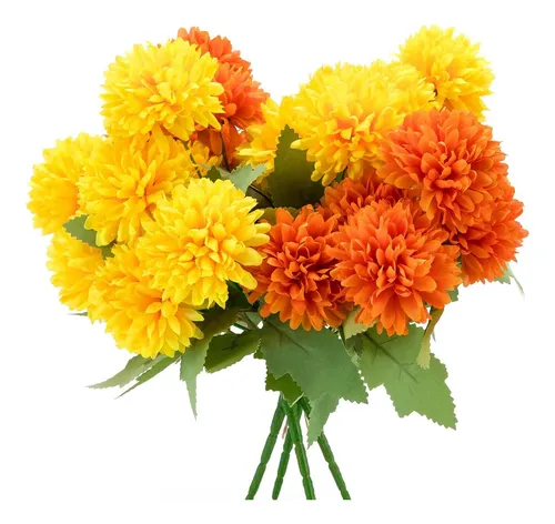 Flores Artificiales De Caléndula, Paquete De 4 Ramo De De De