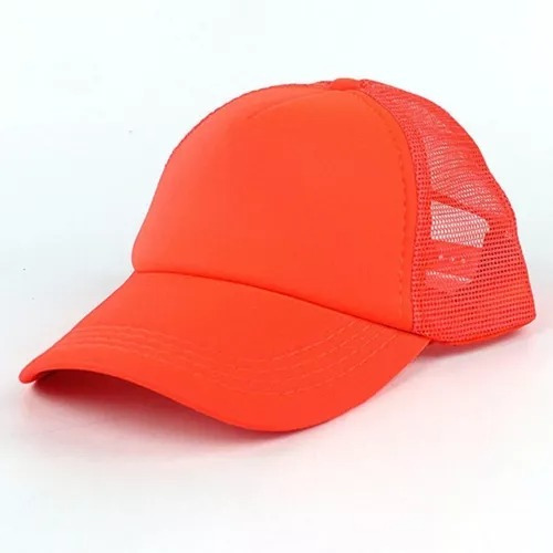 12gorras Cap Trucker  Fluo Cotillon Visera Blancas Y Naranja