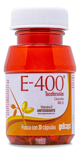 E400 Tocofersolán Vitamina E Y Antioxidantes 30 Caps 400 Ui Sabor Sin Sabor