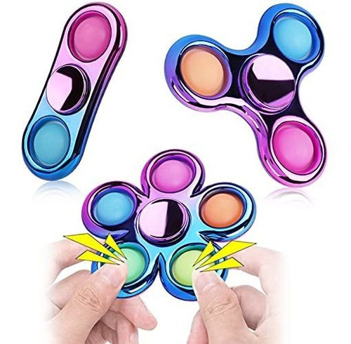 Aveloki Pop Fidget Spinners 3 Pack, Push Pop Bubble L5cfs