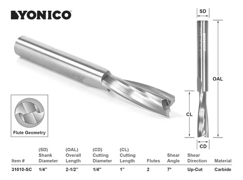 31010-sc Low Helix Upcut Spiral End Mill Cnc Router Bit...