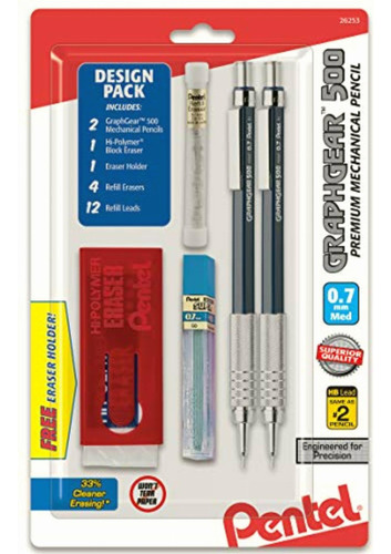 Pentel Graphgear 500 Automatic Pencil Kit, 0.7mm, Refill