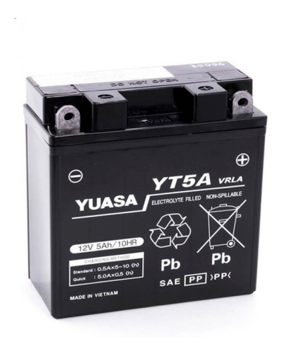 Imagen 1 de 1 de Bateria Yuasa Moto Gel Agm Yt5a 12n5-3b Fz16