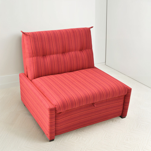 Sillón Cama 1 Plaza Sin Apoya Brazo Rojo Rocky Rayado