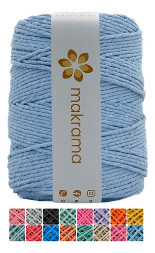 Hilaza De Algodón Para Macrame 3mm Colores Color Azul Claro