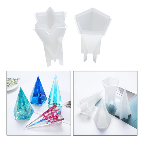Molde De Silicona Tipo Cónico, Moldes Piramidal Hexágono