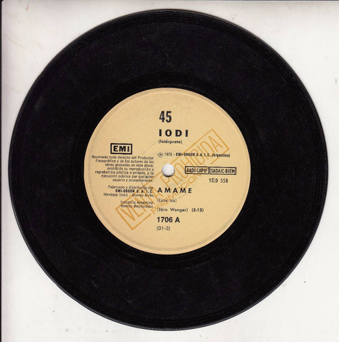 1979 Iodi Latin Funk Disco Simple Promo Argentina Amame Raro