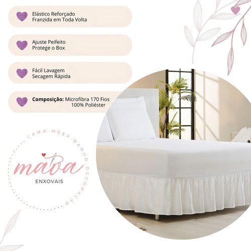 Saia Box Para Cama Casal Padrão Franzida - Cor Branco